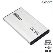 Case Gaveta Externa Para HD Sata 2.5 USB 2.0 CGHD-10 Exbom - Alumínio Prata