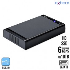 Case para HD e SSD 3,5 Sata III USB 3.0 até 10TB 6Gbps com Fonte Alumínio CGHD-G33 Exbom - Preto